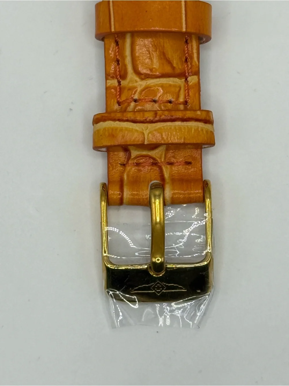 Invicta 16mm Light Brown Alligator Embossed Leather Watch Band Gold Tone Buckle